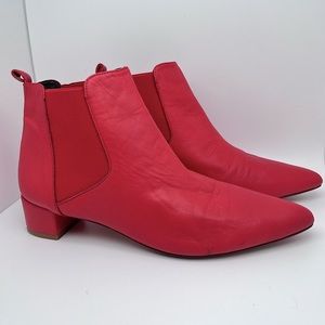 Miista red leather ankle boots, pointed toe, size 8